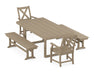 POLYWOOD Braxton 5-Piece Dining Set with Benches in Vintage Sahara