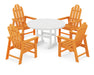 POLYWOOD Long Island 5-Piece Round Farmhouse Dining Set in Tangerine