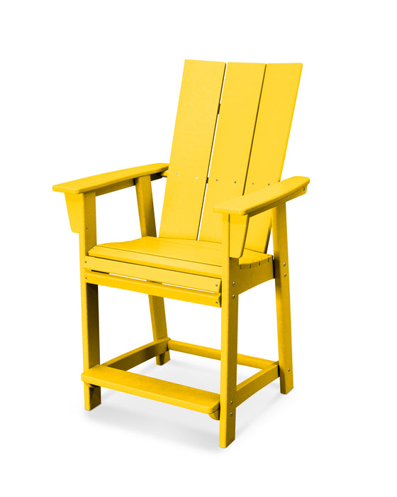 POLYWOOD® Modern Curveback Adirondack Counter Chair in Lemon