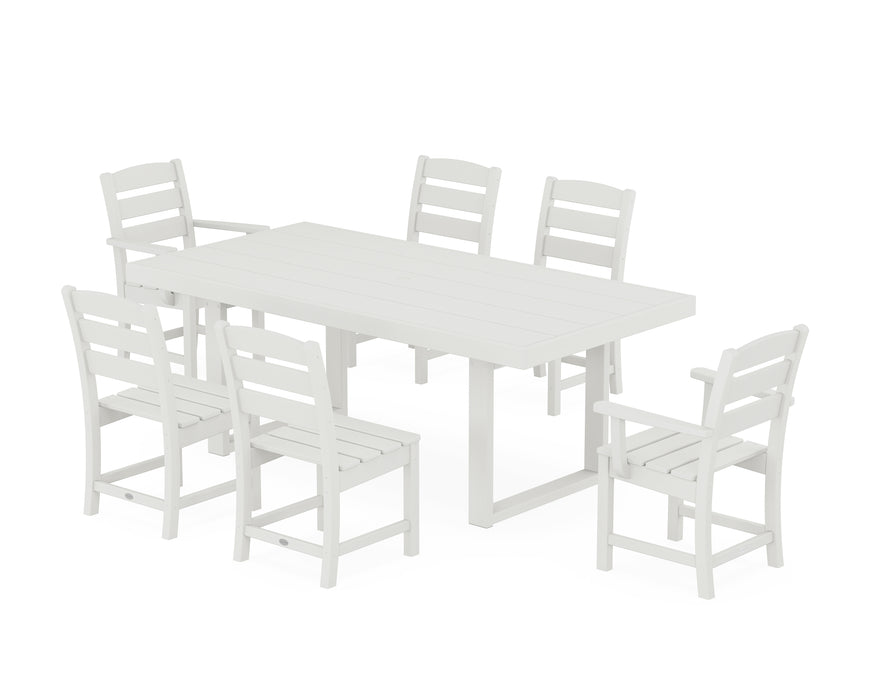 POLYWOOD Lakeside 7-Piece Dining Set with Trestle Legs in Vintage White
