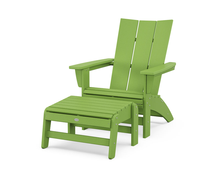 POLYWOOD® Modern Grand Adirondack Chair with Ottoman in Aruba