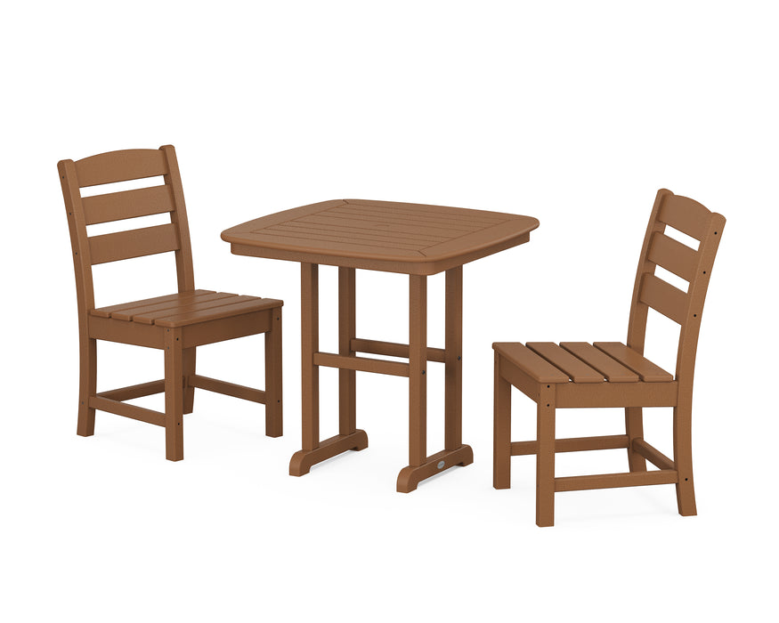 POLYWOOD Lakeside Side Chair 3-Piece Dining Set in Teak