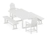 POLYWOOD Classic Adirondack 5-Piece Dining Set with Benches in White