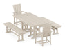 POLYWOOD Quattro 5-Piece Farmhouse Dining Set with Benches in Sand