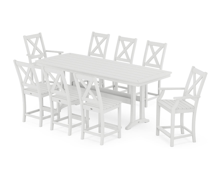 POLYWOOD® Braxton 9-Piece Counter Set with Trestle Legs in White