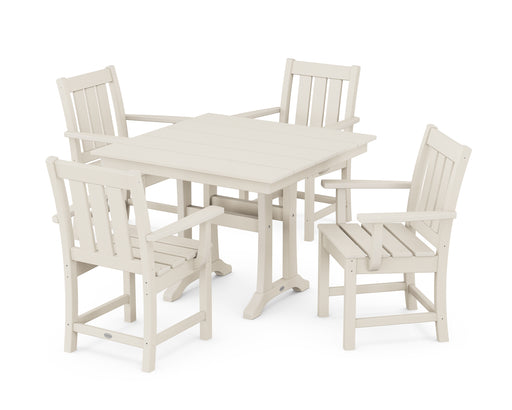 POLYWOOD® Oxford 5-Piece Farmhouse Dining Set with Trestle Legs in Black