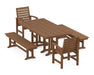 POLYWOOD Signature 5-Piece Farmhouse Dining Set with Benches in Teak