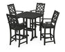 Martha Stewart by POLYWOOD Chinoiserie 5-Piece Bar Set with Trestle Legs in Black