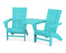 POLYWOOD Modern 3-Piece Curveback Adirondack Set with Angled Connecting Table in Aruba