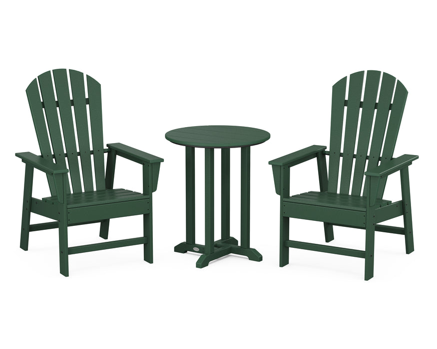 POLYWOOD South Beach 3-Piece Round Farmhouse Dining Set in Green