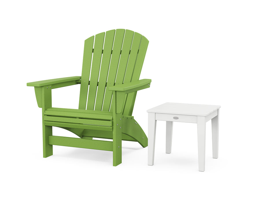 POLYWOOD® Nautical Grand Adirondack Chair with Side Table in Mahogany