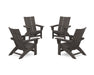 POLYWOOD® 4-Piece Modern Grand Adirondack Chair Conversation Set in Vintage Coffee