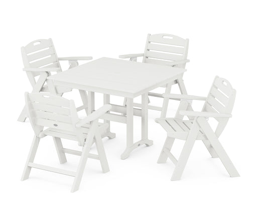 POLYWOOD Nautical Lowback 5-Piece Farmhouse Dining Set in Vintage White