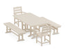 POLYWOOD Lakeside 5-Piece Farmhouse Dining Set with Benches in Sand