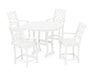 Martha Stewart by POLYWOOD Chinoiserie 5-Piece Round Farmhouse Counter Set in White