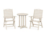 POLYWOOD Nautical Highback Chair 3-Piece Round Dining Set in Sand