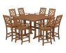 Martha Stewart by POLYWOOD Chinoiserie 9-Piece Square Bar Set with Trestle Legs in Teak