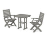 POLYWOOD Signature Folding Chair 3-Piece Dining Set in Slate Grey