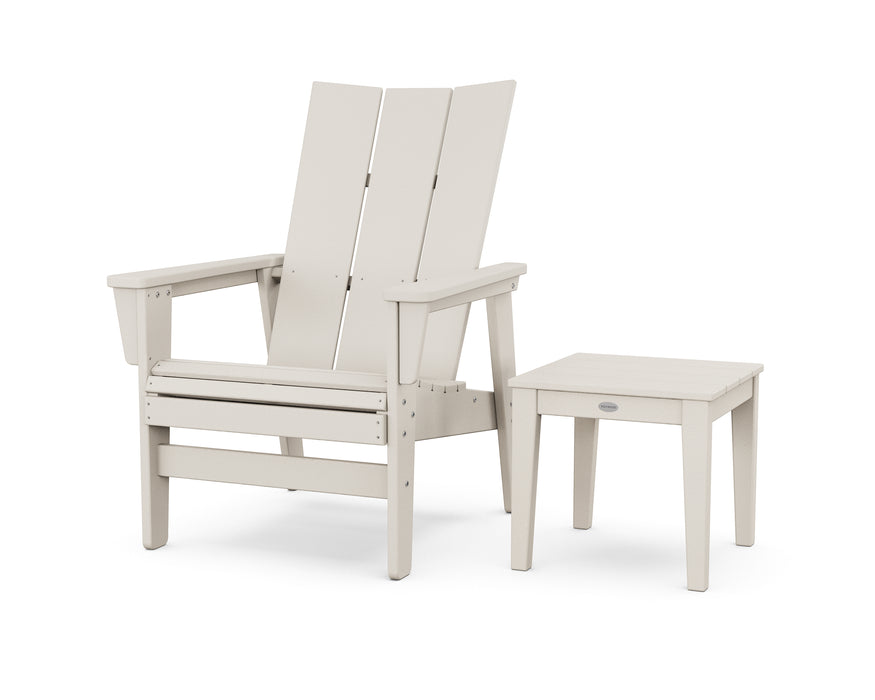 POLYWOOD® Modern Grand Upright Adirondack Chair with Side Table in Slate Grey