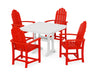 POLYWOOD Classic Adirondack 5-Piece Farmhouse Dining Set With Trestle Legs in Sunset Red