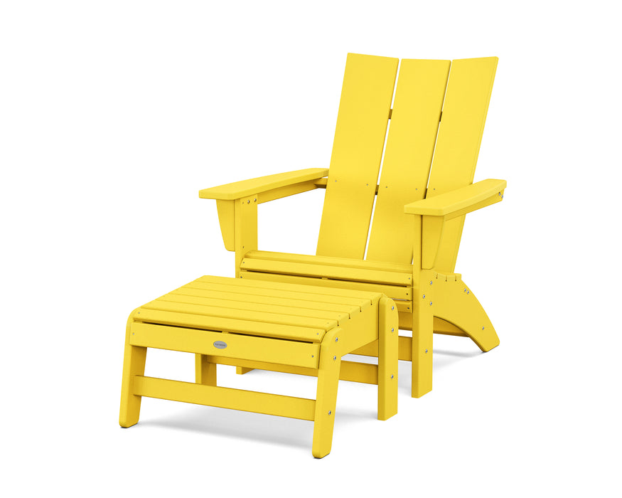 POLYWOOD® Modern Grand Adirondack Chair with Ottoman in Lime