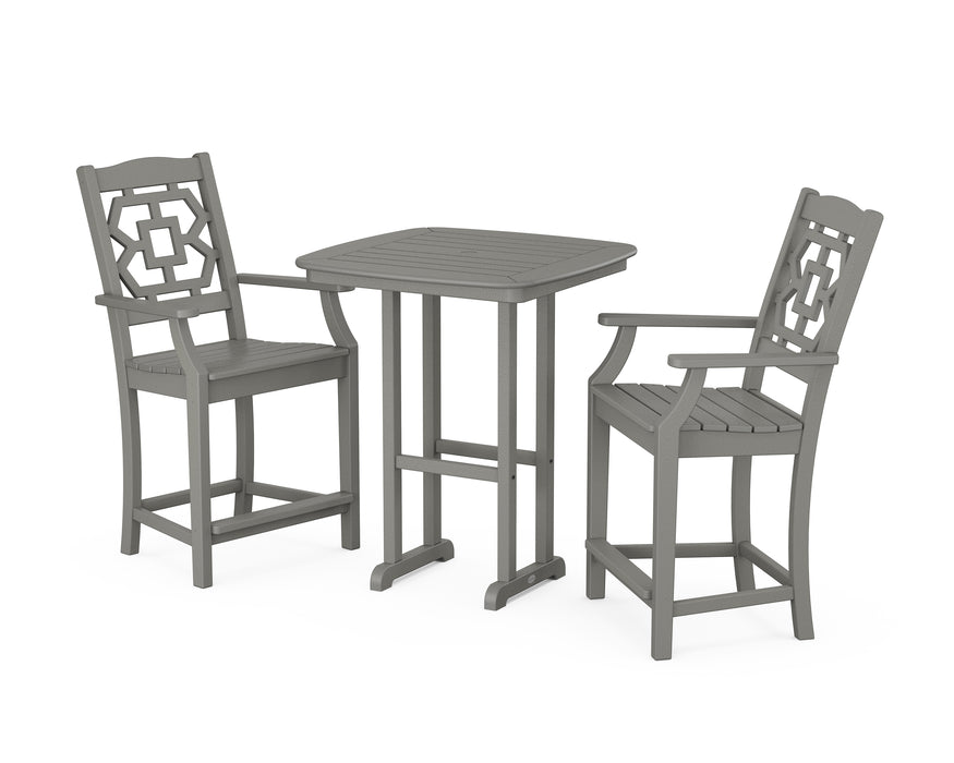 Martha Stewart by POLYWOOD Chinoiserie 3-Piece Counter Set in Slate Grey