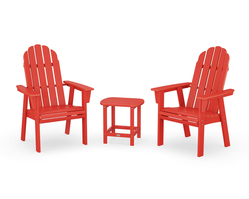 POLYWOOD® Vineyard 3-Piece Curveback Upright Adirondack Chair Set in Sunset Red