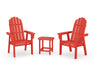 POLYWOOD® Vineyard 3-Piece Curveback Upright Adirondack Chair Set in Sunset Red