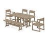 POLYWOOD EDGE 6-Piece Dining Set with Bench in Vintage Sahara