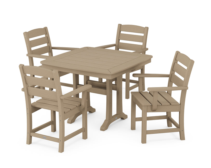 POLYWOOD Lakeside 5-Piece Dining Set with Trestle Legs in Vintage Sahara