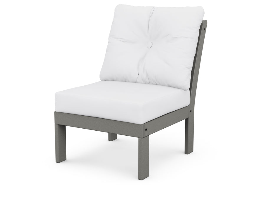 POLYWOOD Vineyard Modular Armless Chair in Slate Grey with Natural fabric
