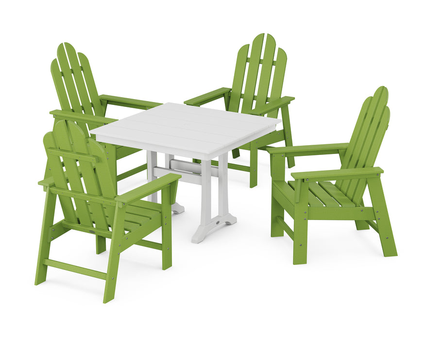 POLYWOOD Long Island 5-Piece Farmhouse Dining Set With Trestle Legs in Lime