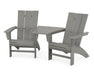 POLYWOOD Modern 3-Piece Curveback Adirondack Set with Angled Connecting Table in Slate Grey
