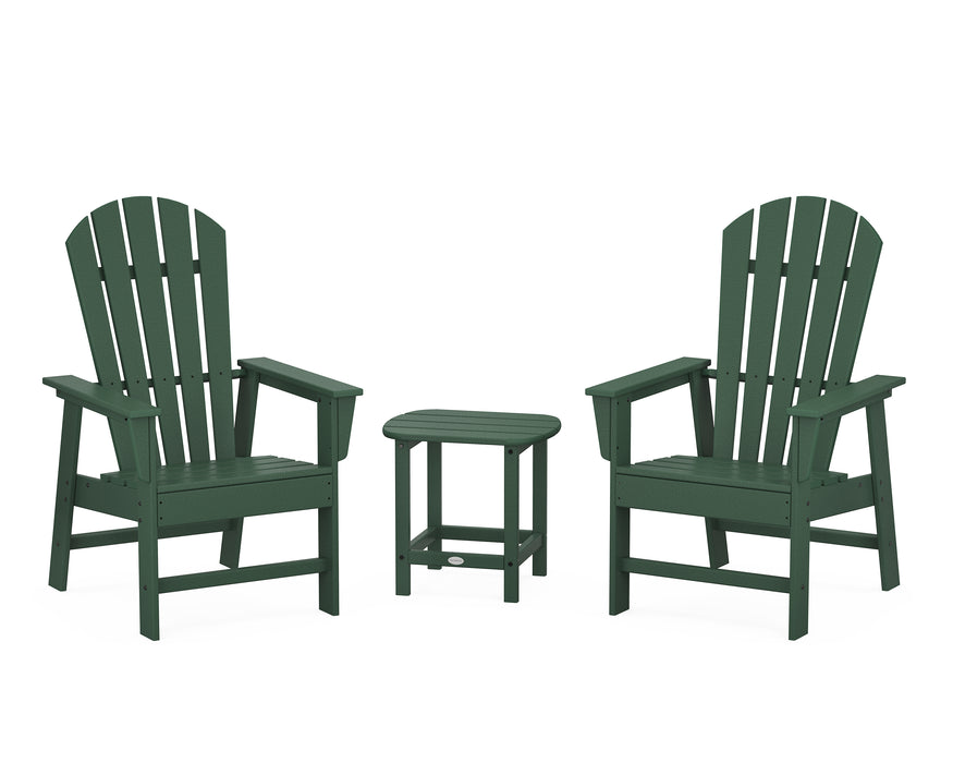 POLYWOOD South Beach Casual Chair 3-Piece Set with 18" South Beach Side Table in Green