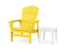 POLYWOOD® Nautical Grand Upright Adirondack Chair with Side Table in Lime / White