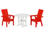 POLYWOOD Modern Adirondack 3-Piece Round Dining Set in Sunset Red