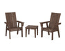 POLYWOOD® Modern 3-Piece Curveback Upright Adirondack Chair Set in Sand