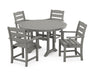 POLYWOOD Lakeside 5-Piece Round Dining Set with Trestle Legs in Slate Grey