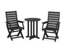 POLYWOOD Captain 3-Piece Round Dining Set in Black