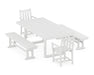 POLYWOOD Traditional Garden 5-Piece Dining Set with Benches in White