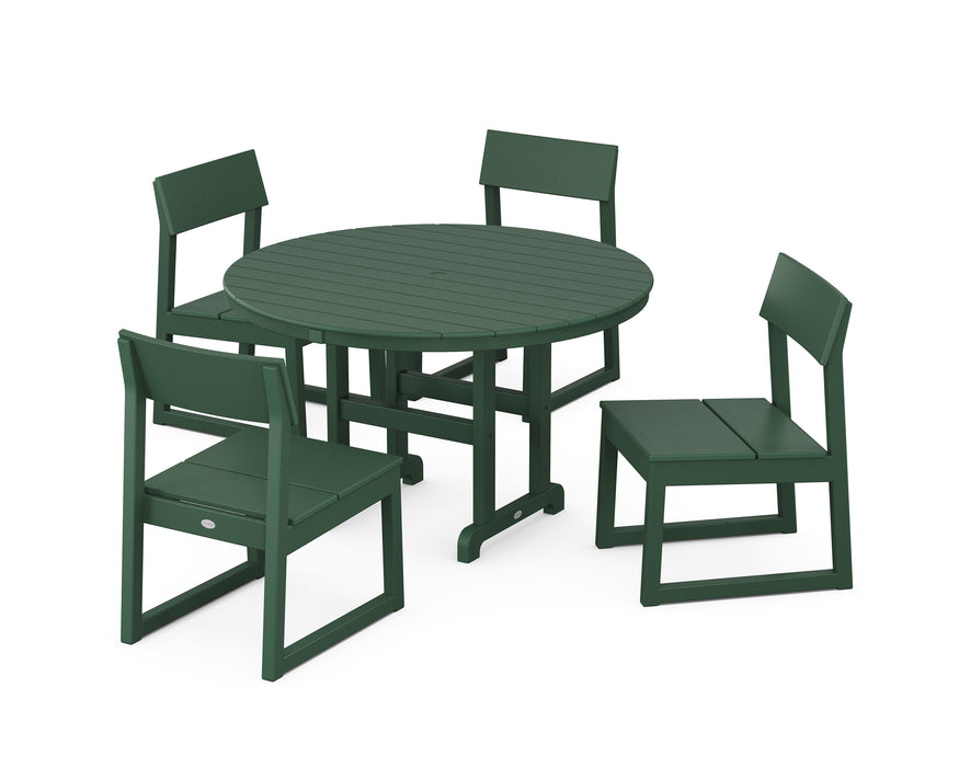 POLYWOOD EDGE Side Chair 5-Piece Round Farmhouse Dining Set in Green