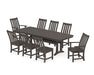 POLYWOOD Vineyard 9-Piece Dining Set with Trestle Legs in Vintage Coffee