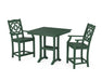 Martha Stewart by POLYWOOD Chinoiserie 3-Piece Farmhouse Counter Set with Trestle Legs in Green