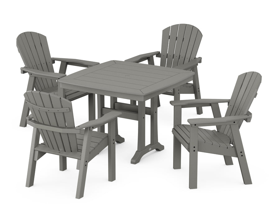 POLYWOOD Seashell 5-Piece Dining Set with Trestle Legs in Slate Grey