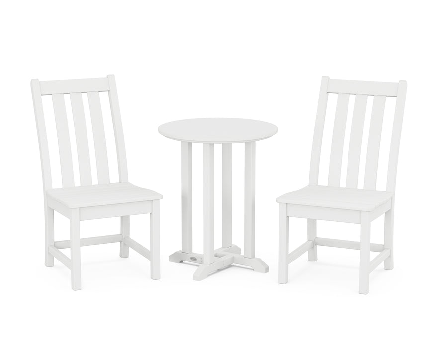 POLYWOOD Vineyard Side Chair 3-Piece Round Dining Set in White