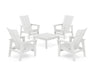 POLYWOOD® 5-Piece Modern Grand Upright Adirondack Chair Conversation Group in White
