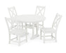 POLYWOOD Braxton Side Chair 5-Piece Round Dining Set With Trestle Legs in Vintage White