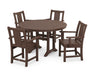 POLYWOOD® Prairie 5-Piece Round Dining Set with Trestle Legs in Mahogany