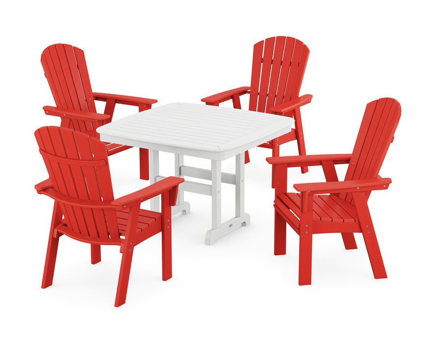 POLYWOOD Nautical Adirondack 5-Piece Dining Set with Trestle Legs in Sunset Red