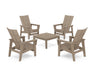 POLYWOOD® 5-Piece Modern Grand Upright Adirondack Chair Conversation Group in Vintage Sahara